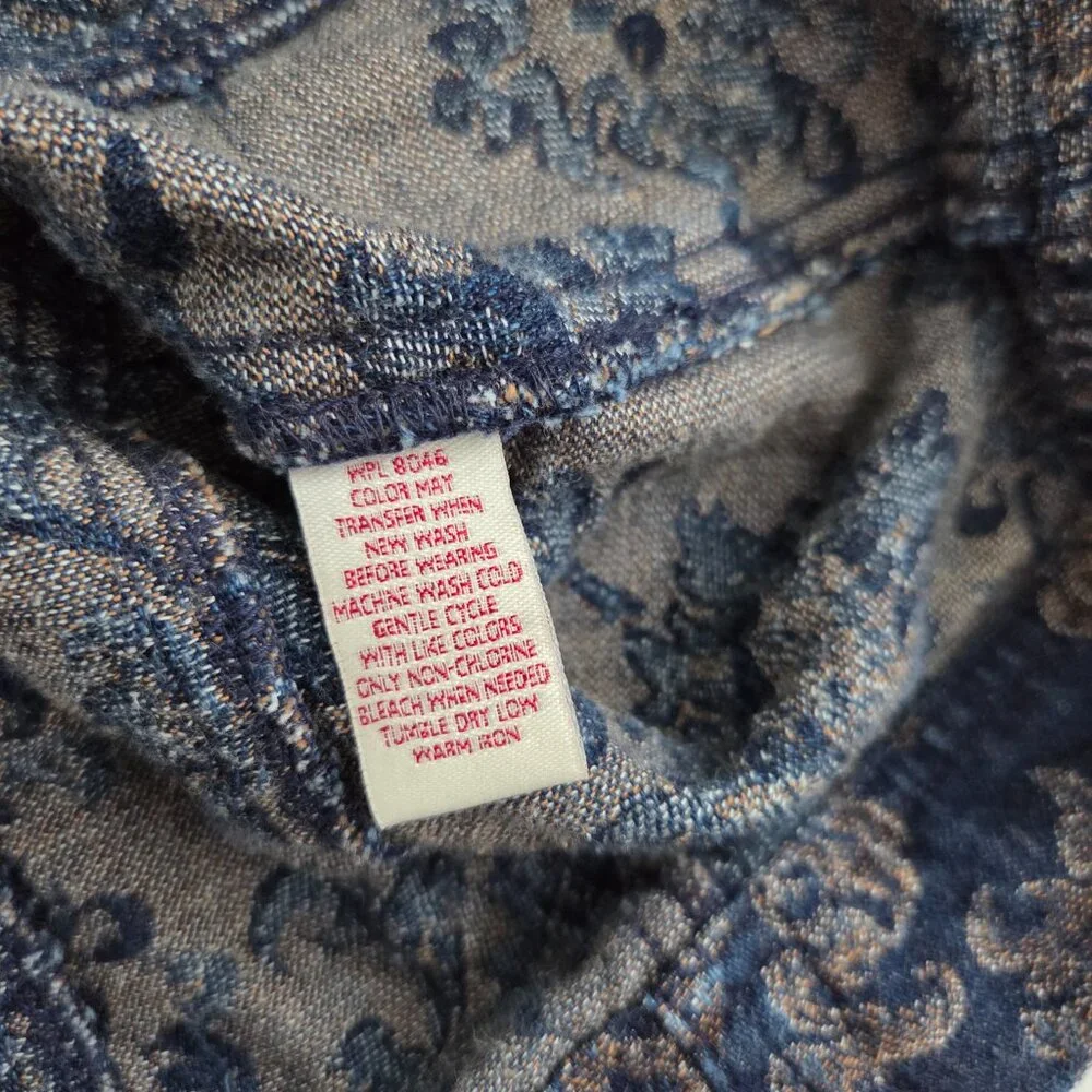 Y2K Floral Tapestry Denim Jacket Size 12 Blue‎ Boho Hippie Indie Western Vintage